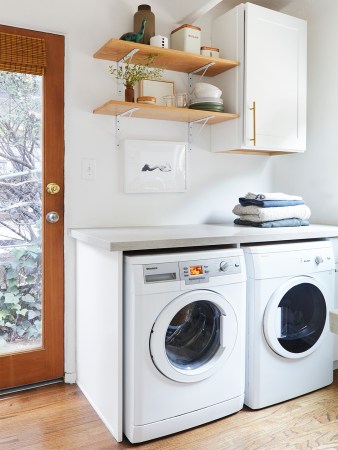 white laundry machines