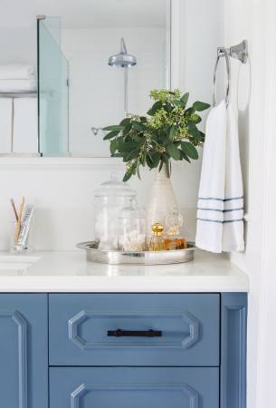 Blue bathroom countertop