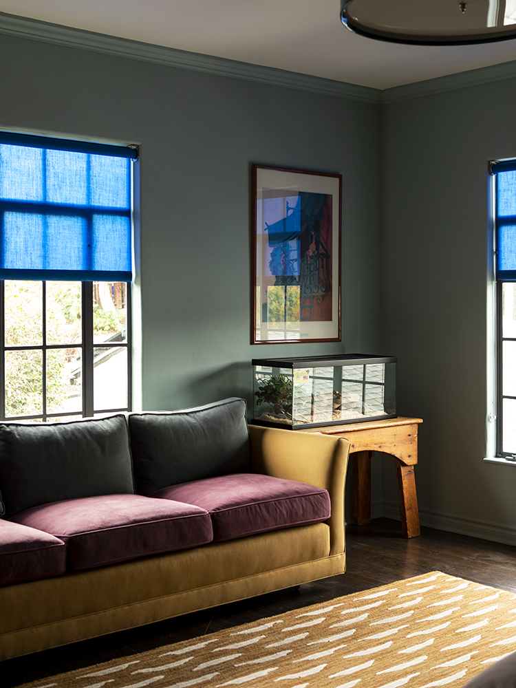 Blue linen curtains