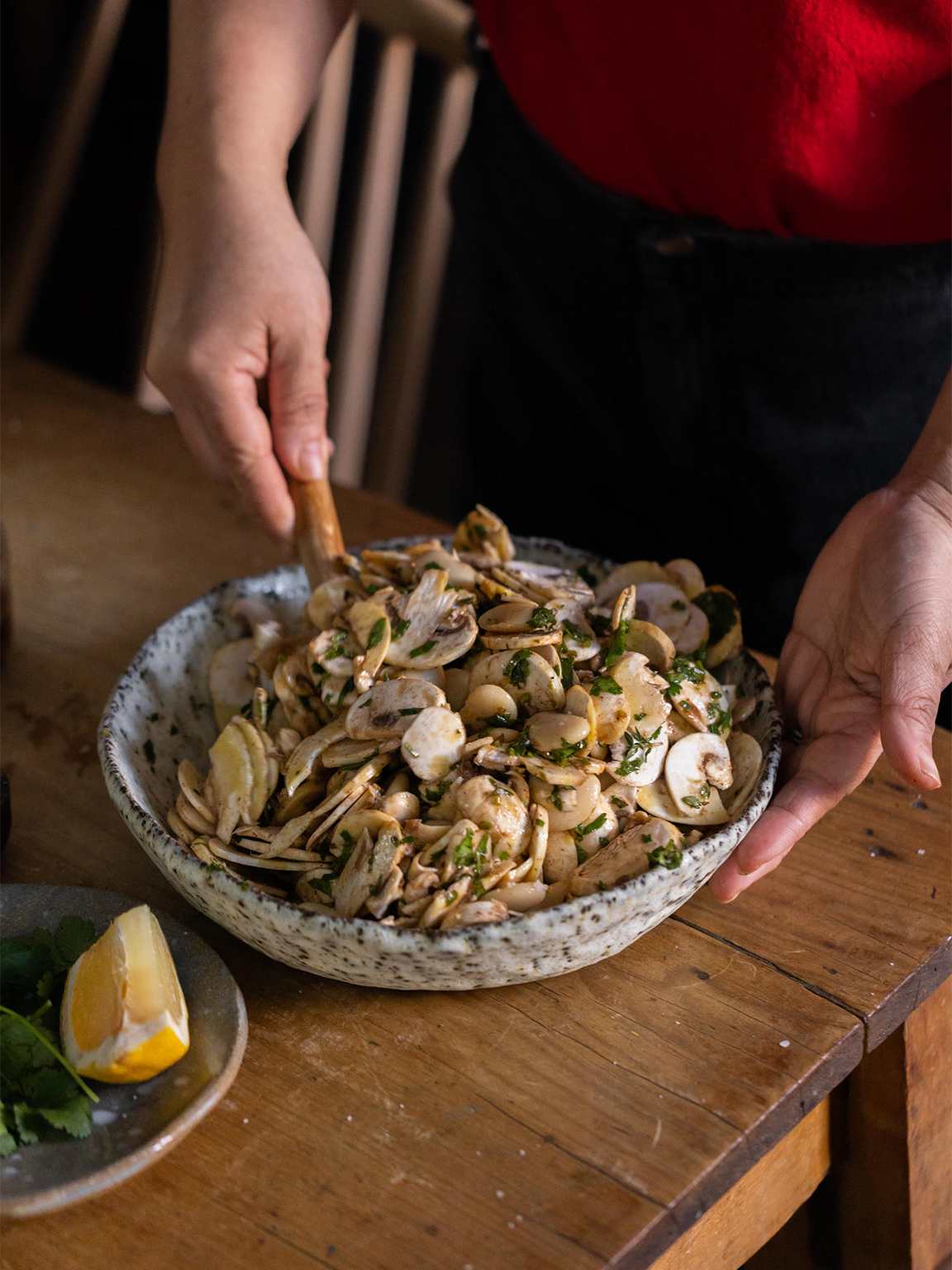 Mushroom and bean salad