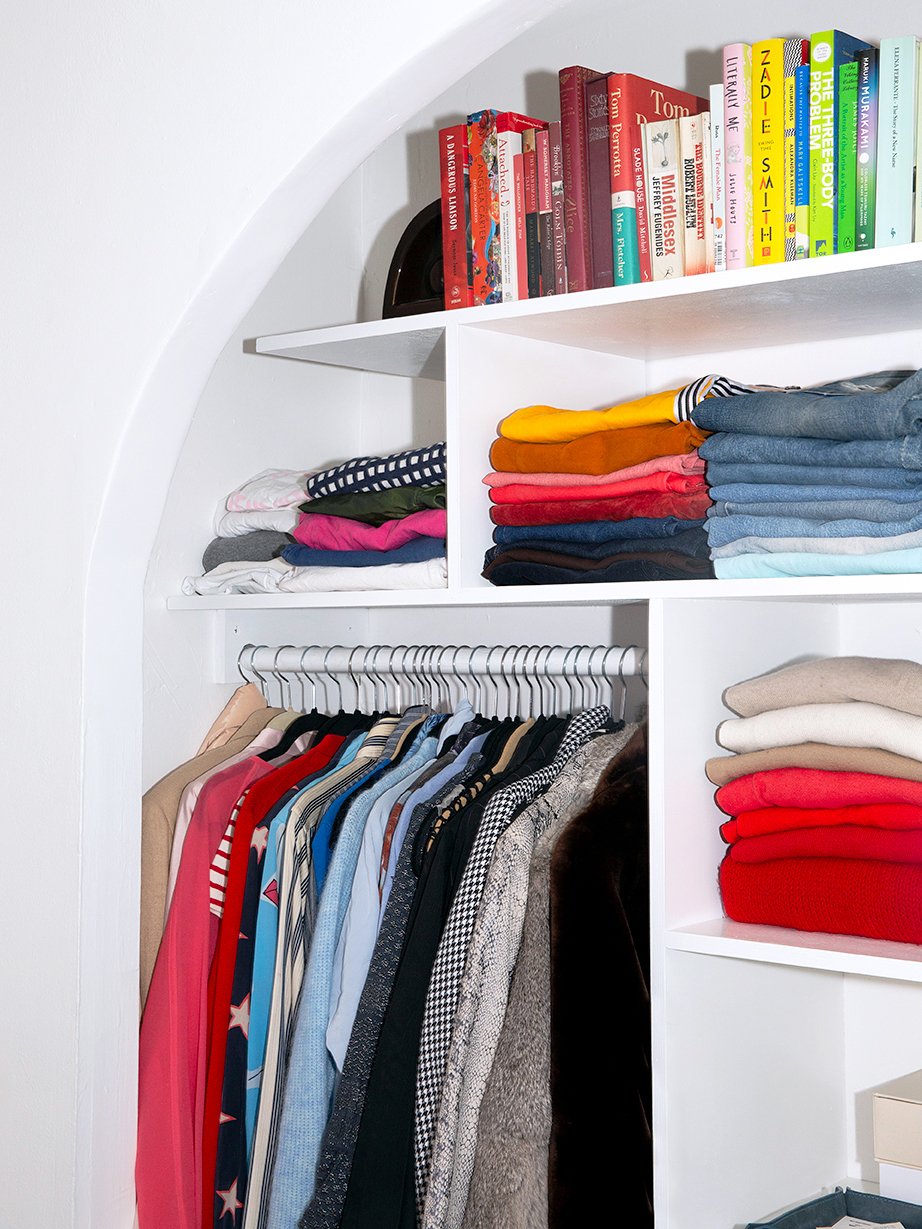 open closet with white archway