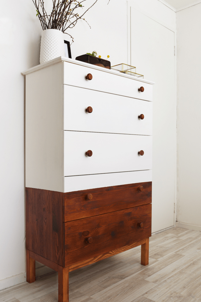 brown and white dresser