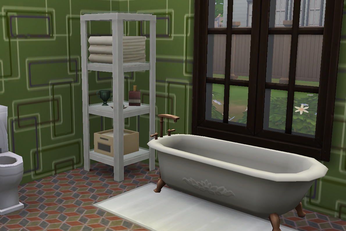 Green bathroom in Sims home