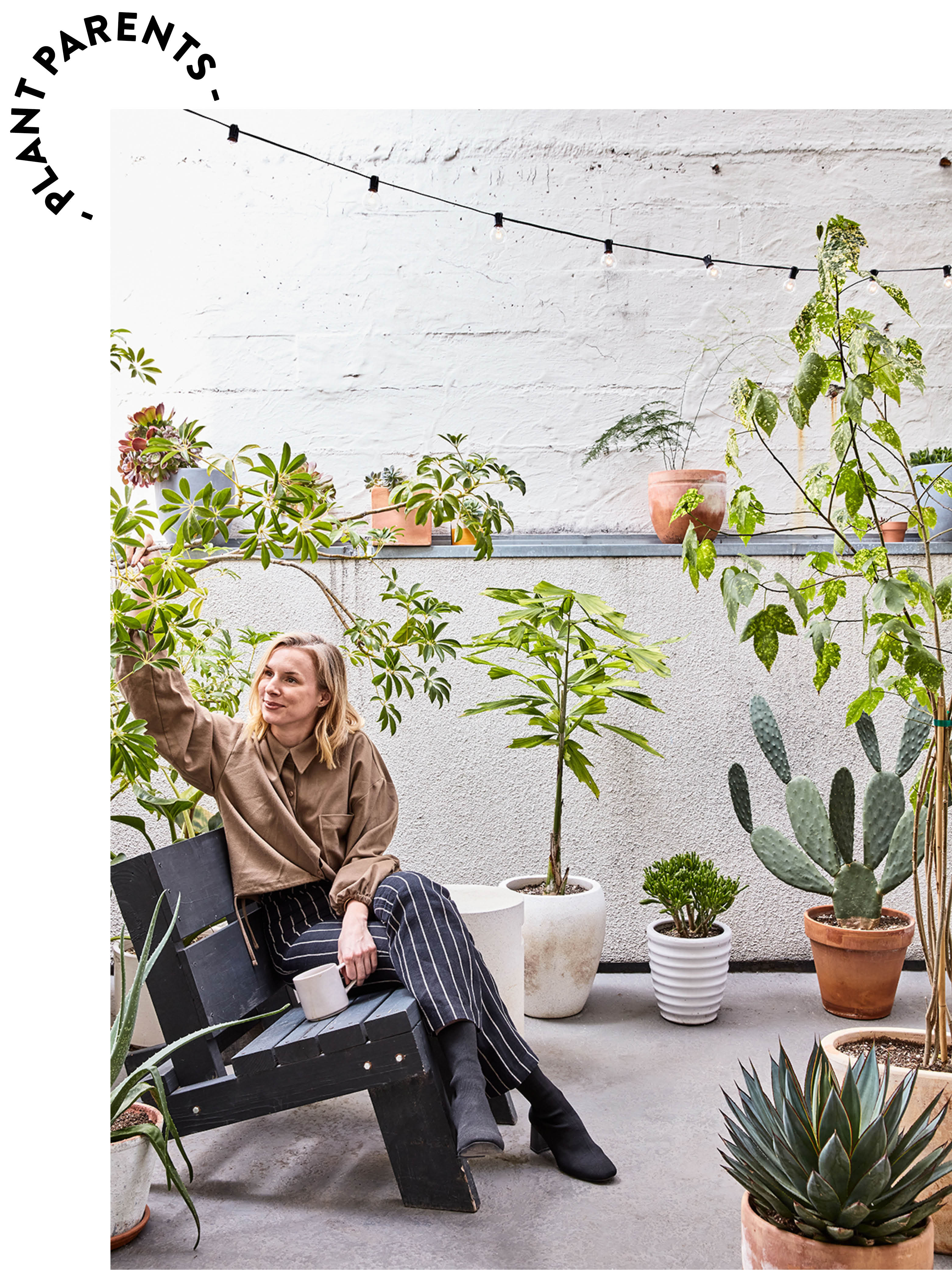 woman in a chair in an outdoor garden