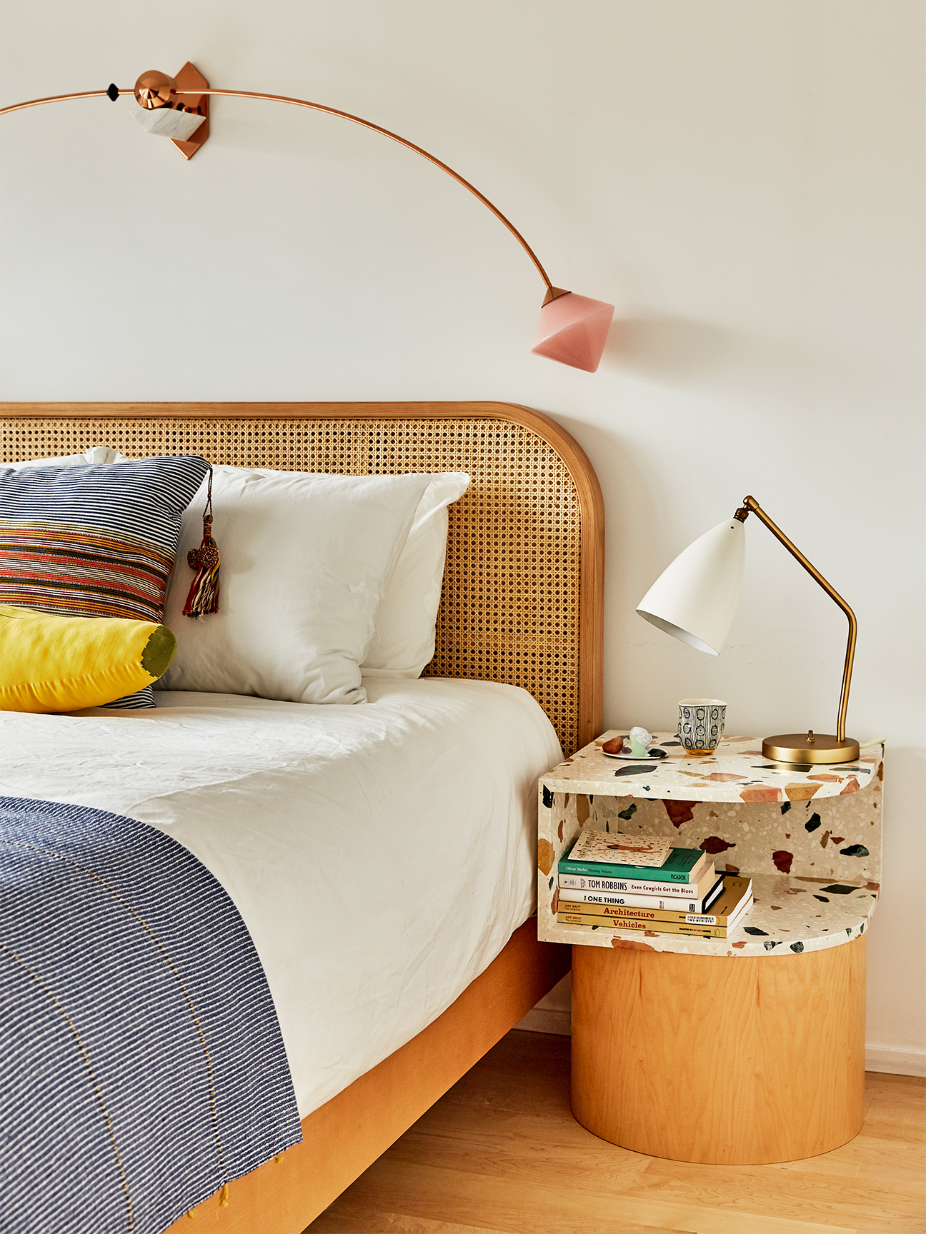 terrazzo side table in bedroom