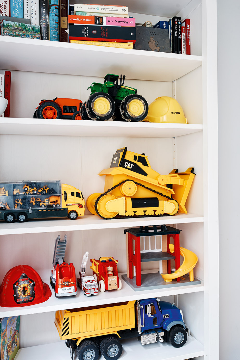 color-coordinated kids room bookcase