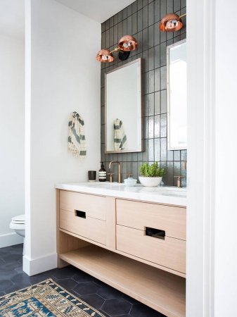 Bathroom with tiled wall