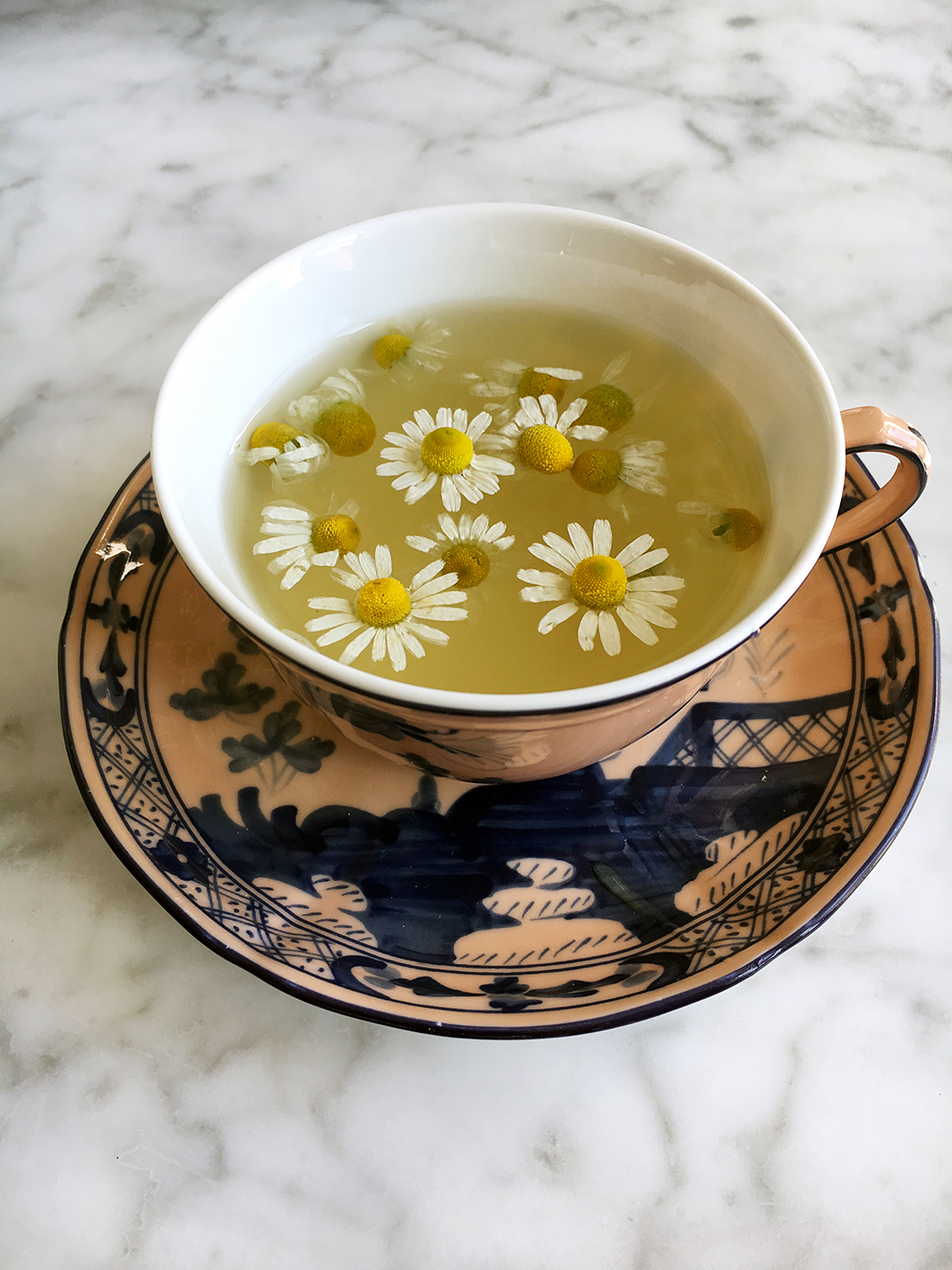 chamomile tea with flowers