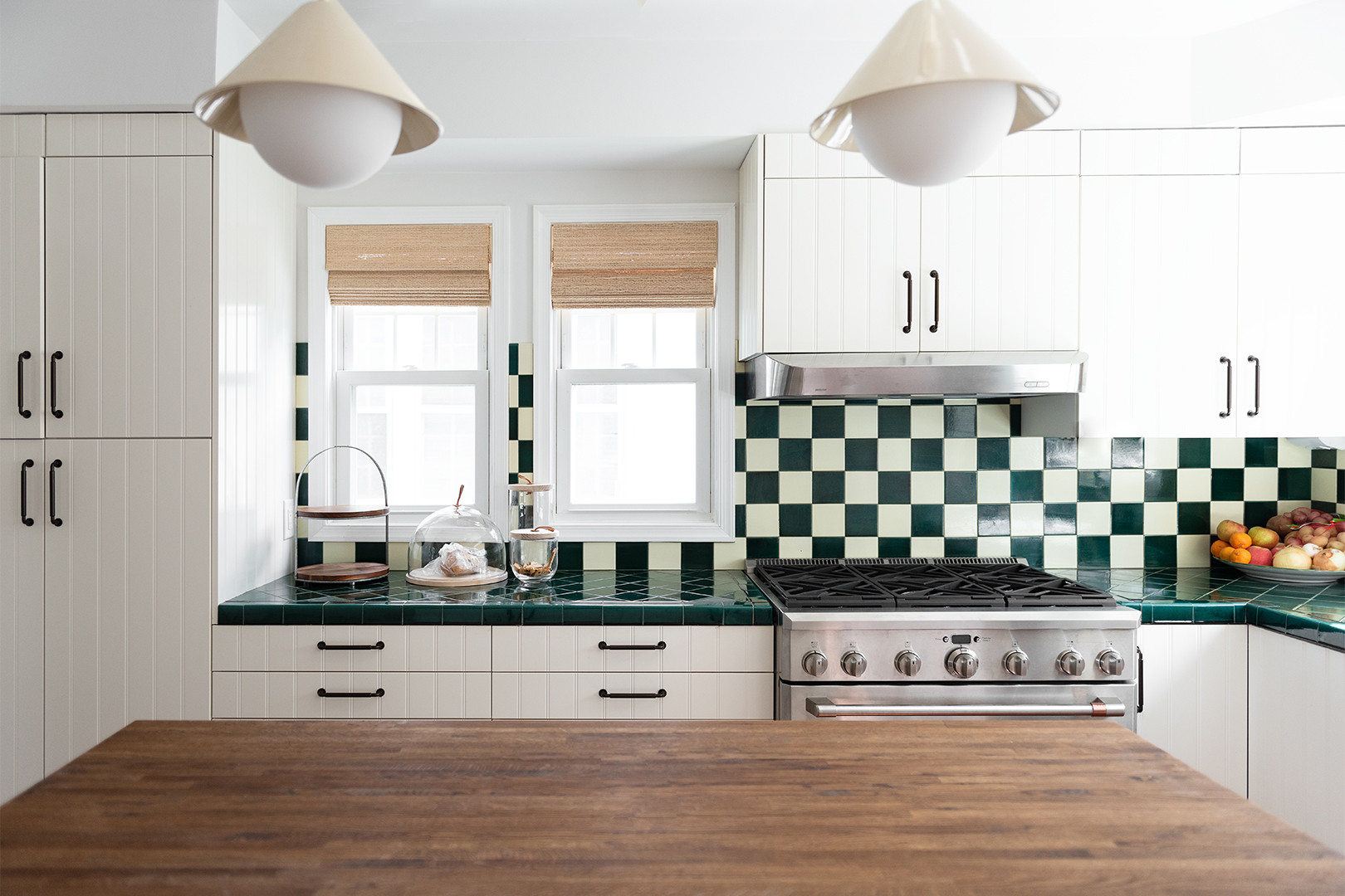 Green tiled countertops