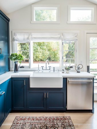 kitchen with lots of open windows