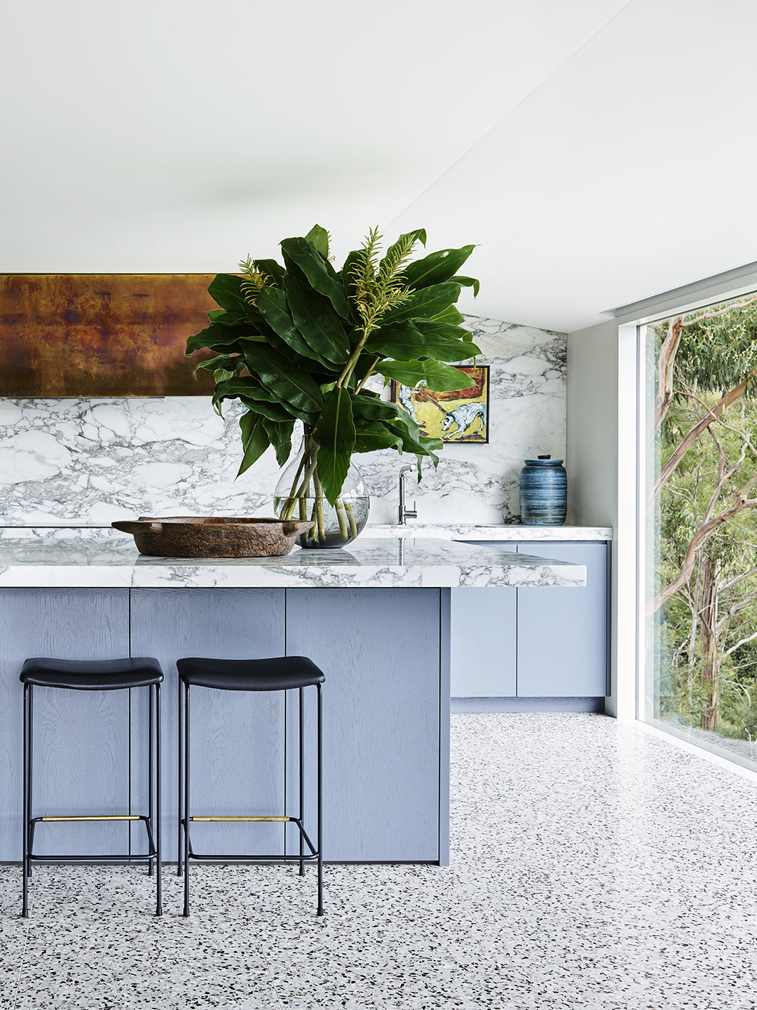 blue kitchen island