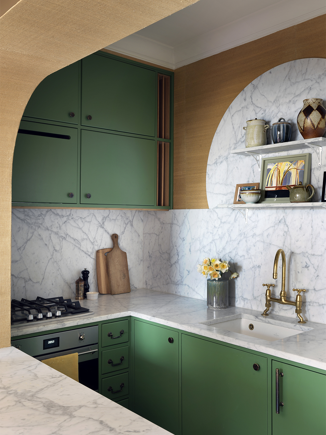 green kitchen cabinets