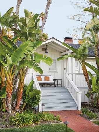 exterior of a home with tropical trees