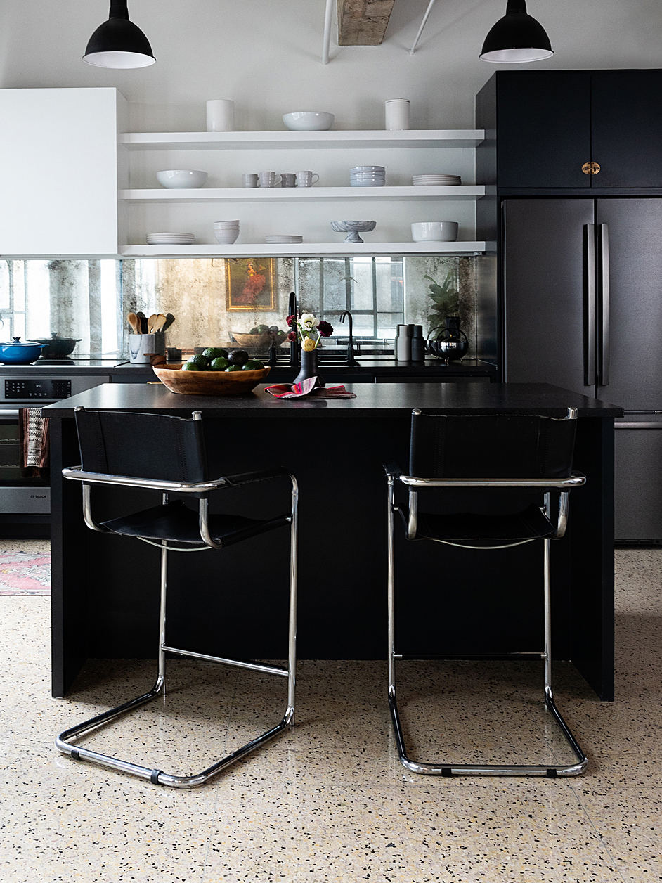 black and white kitchen