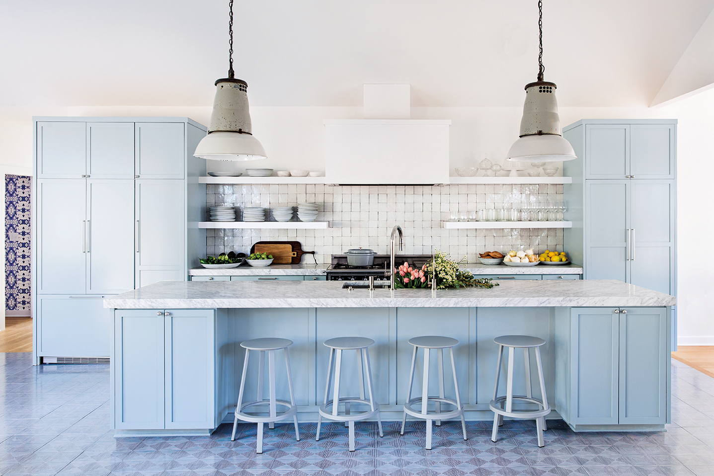 light blue kitchen