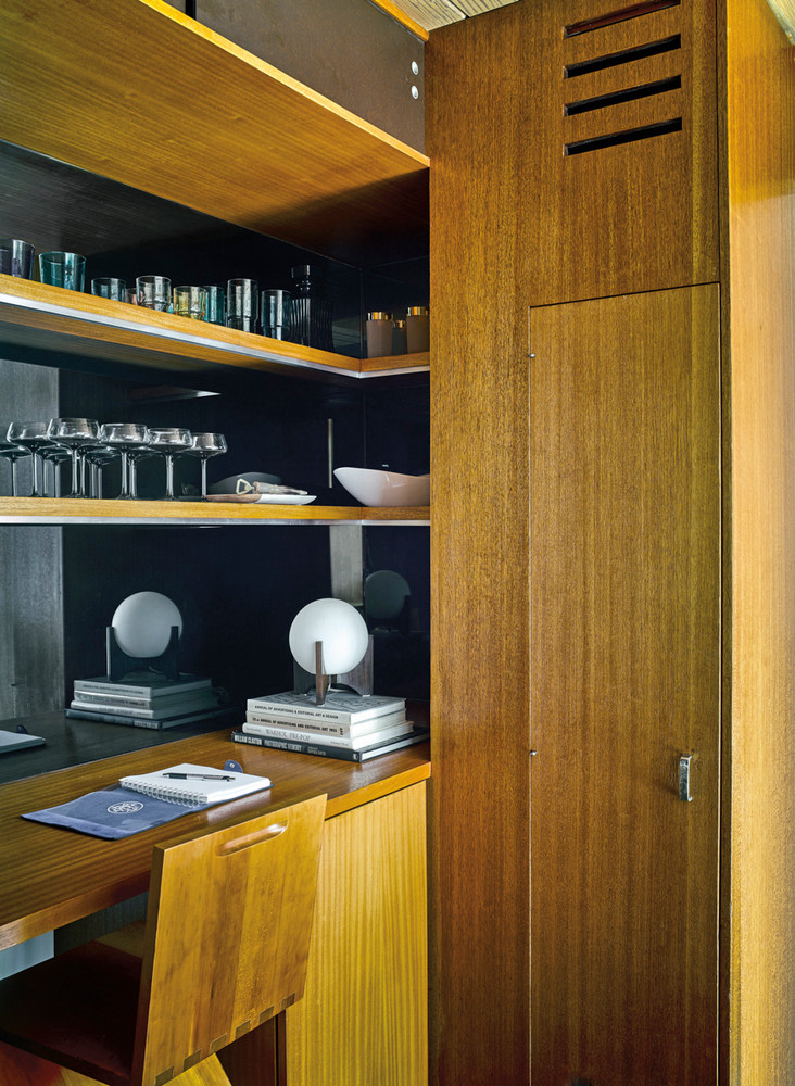 wood wall and desk