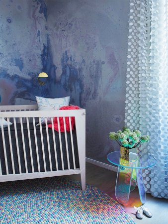 Calico wallpaper in nursery