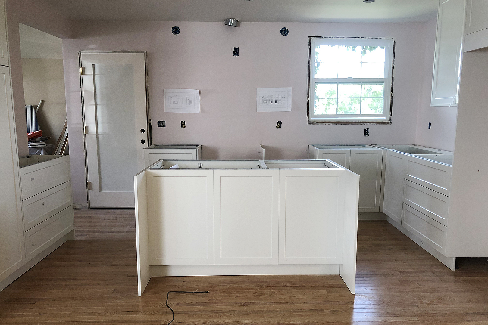 cabinets being installed