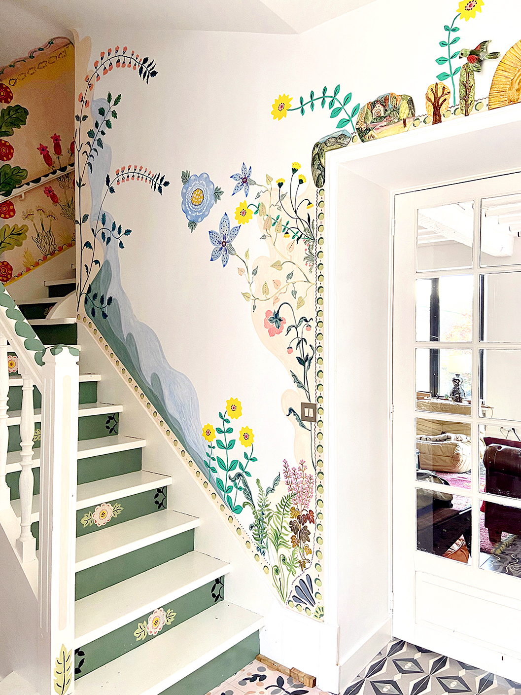 Floral-painted staircase