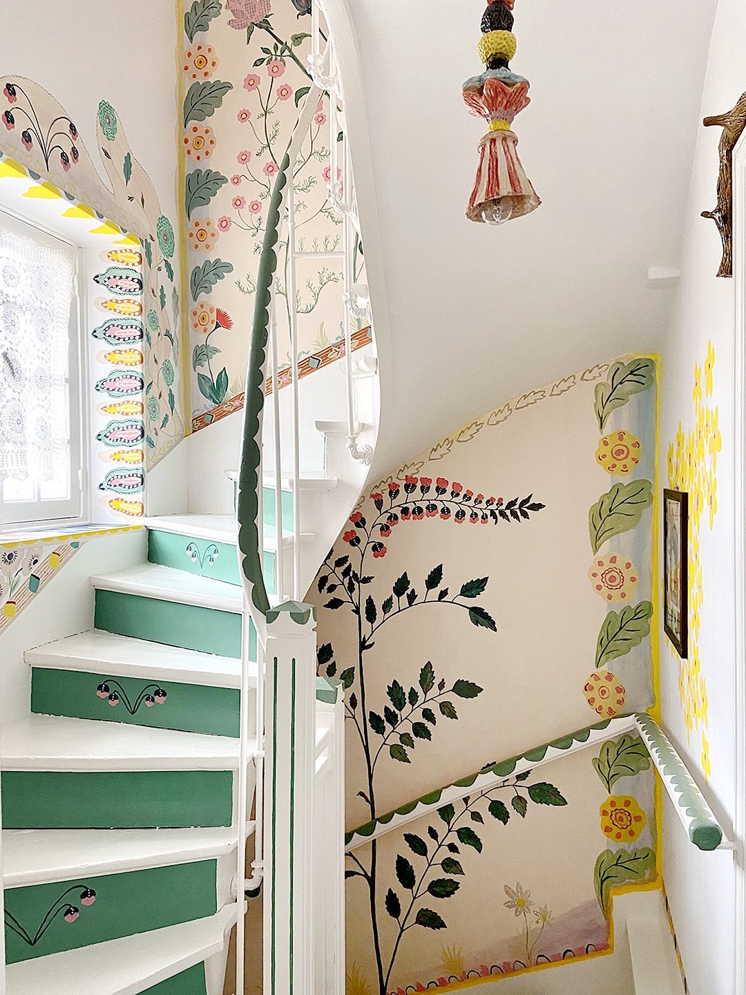 Floral-painted staircase