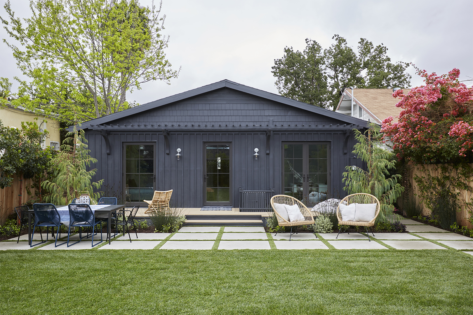 Craftsman house with black exterior