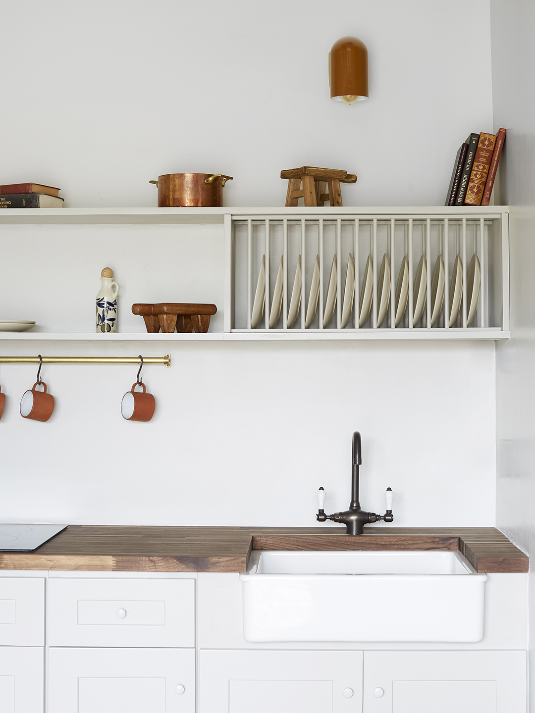 Kitchenette with open shelving