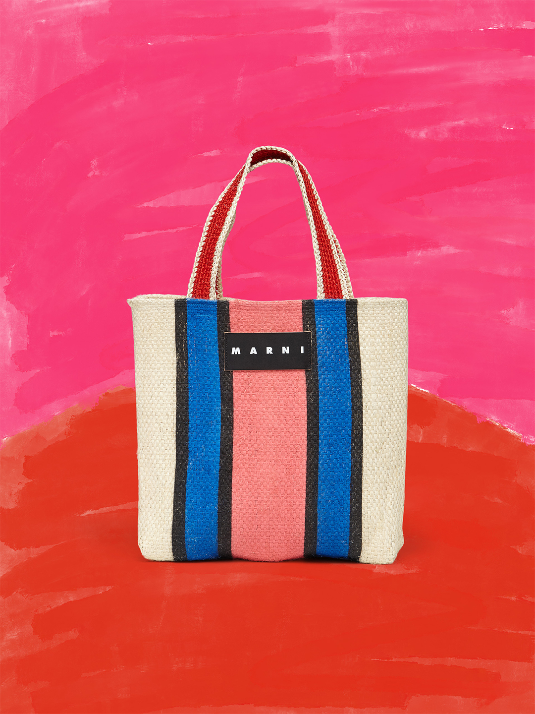 blue and pink shopping tote Marni