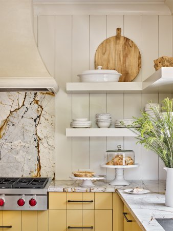 Kitchen with yellow cabinets