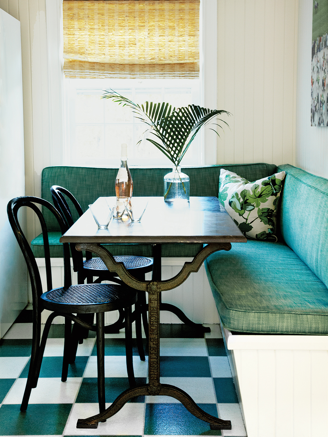 Teal breakfast nook