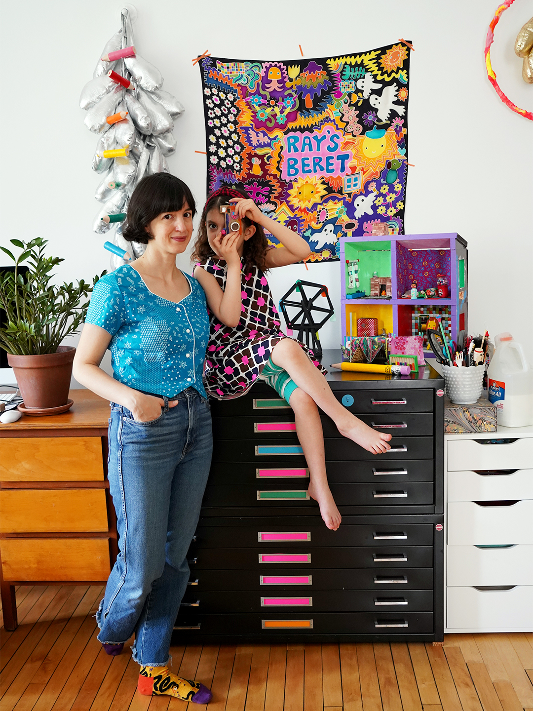 woman and child in a art studio