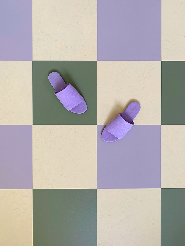 lilac and green checkerboard floors