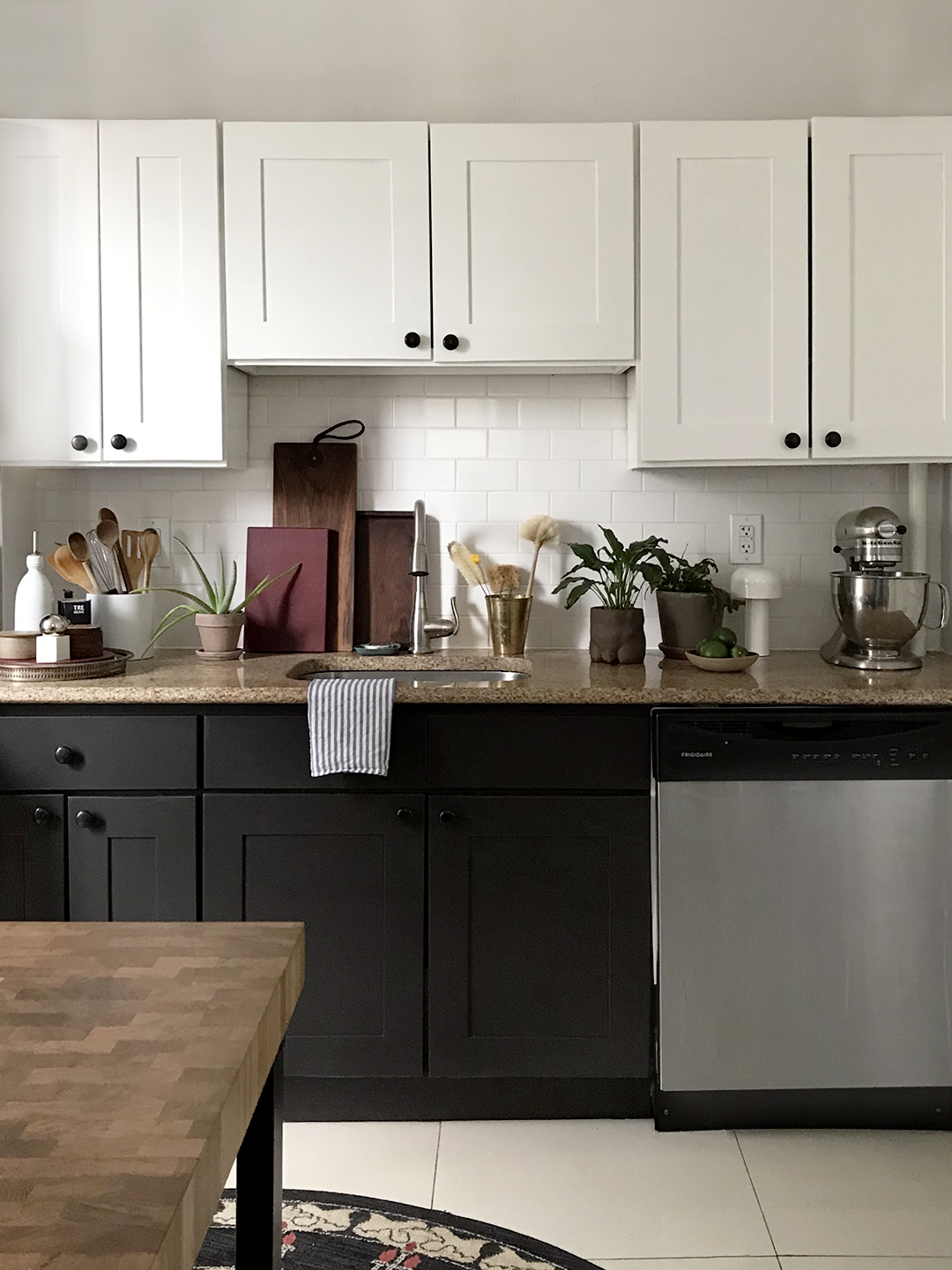 Cabinets painted black and white