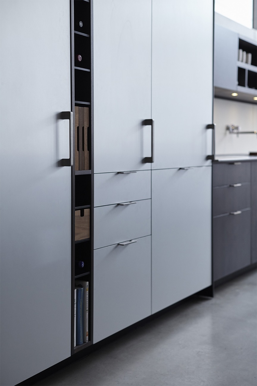 cabinets with small wood nook