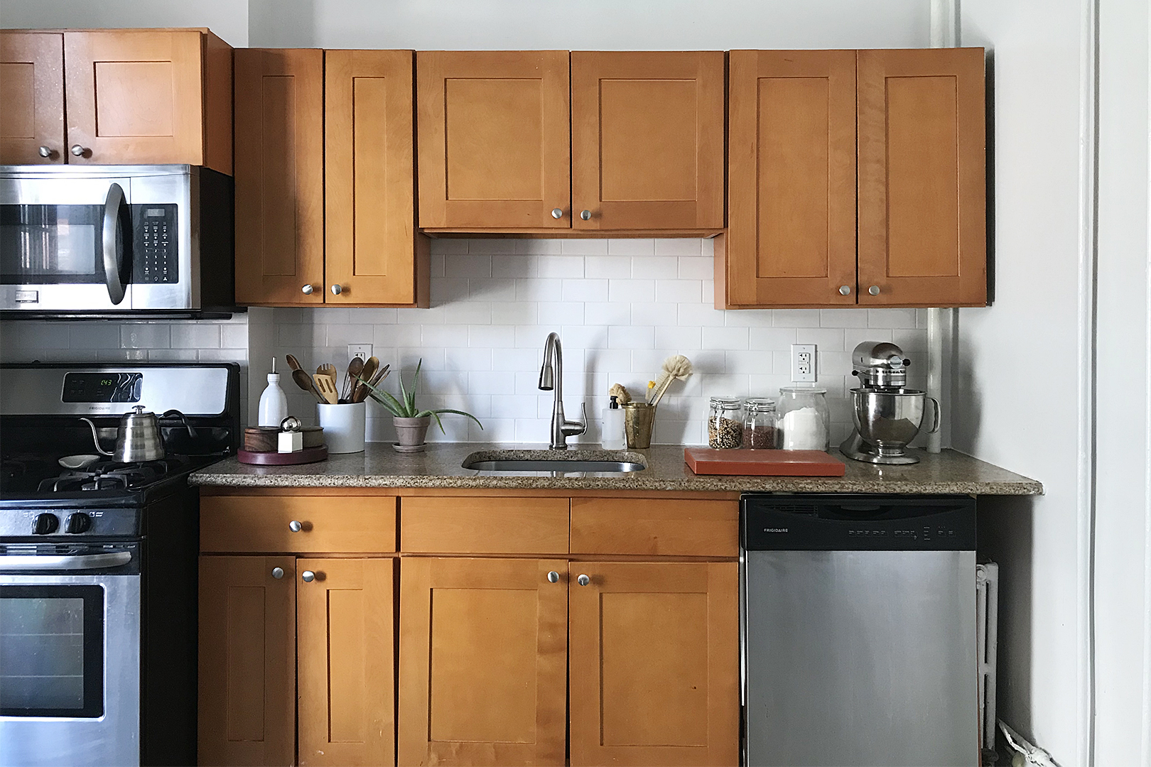 Before - wooden cabinets