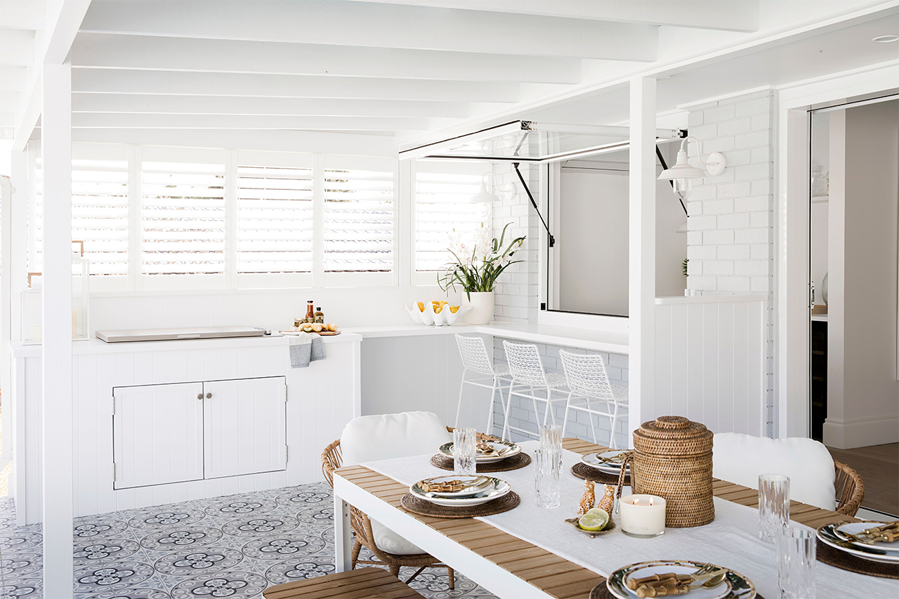 white outdoor kitchen