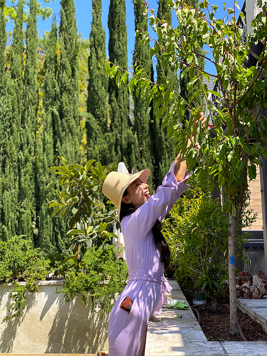 Lily Kwong in her garden