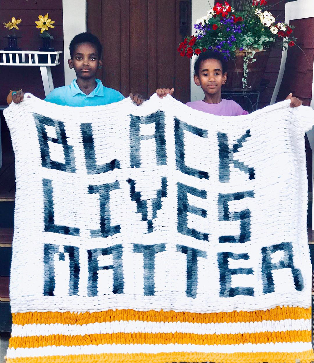 Jonah Larson and a "Black Lives Matter" blanket