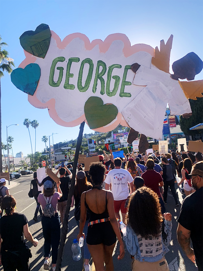 painted sign for George Floyd