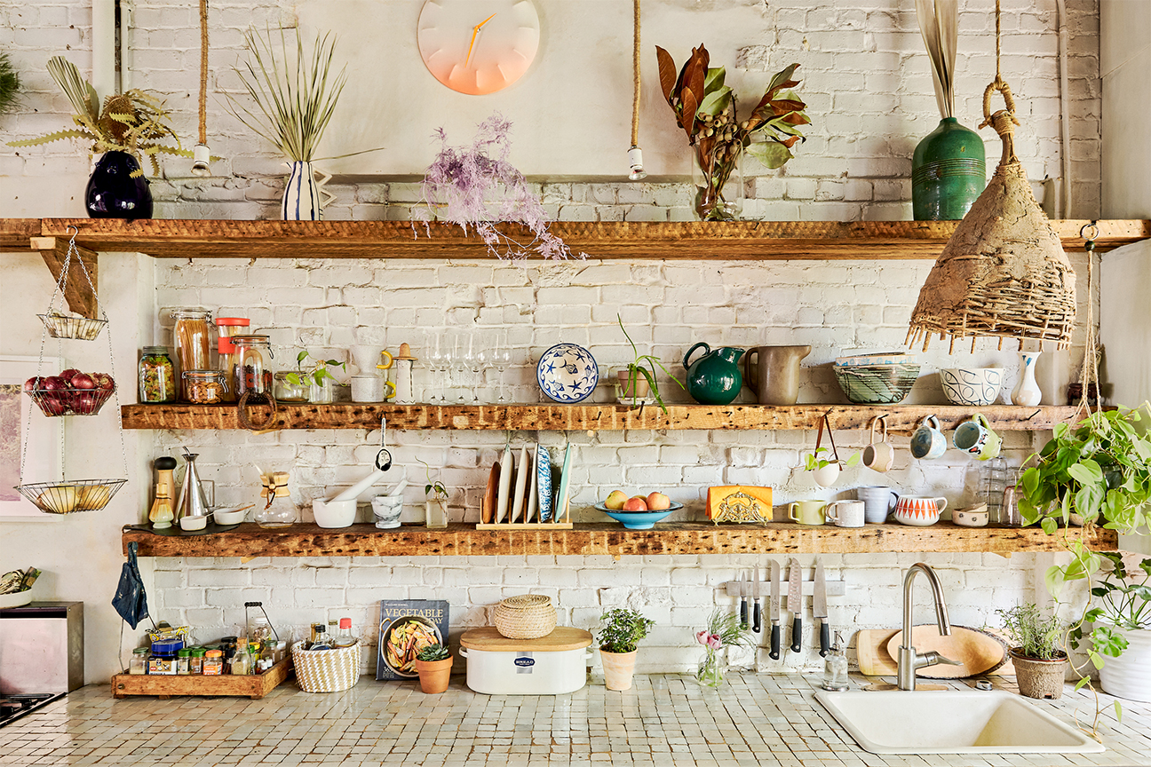 Eclectic kitchen shelves