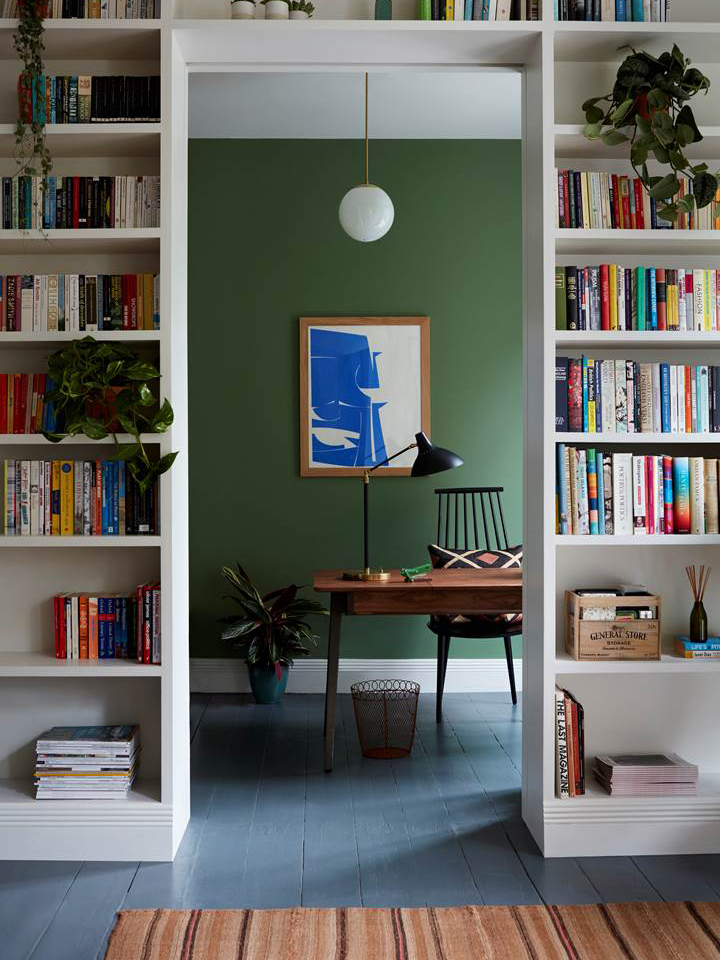 London apartment with gray painted floors