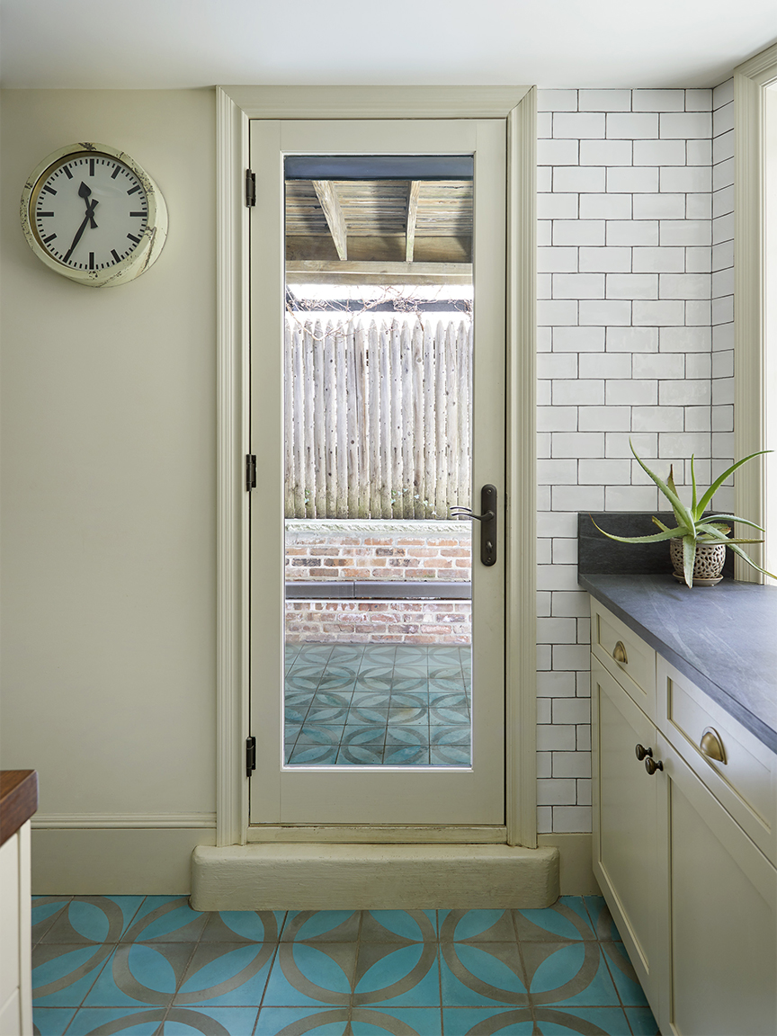 door with clear glass panel