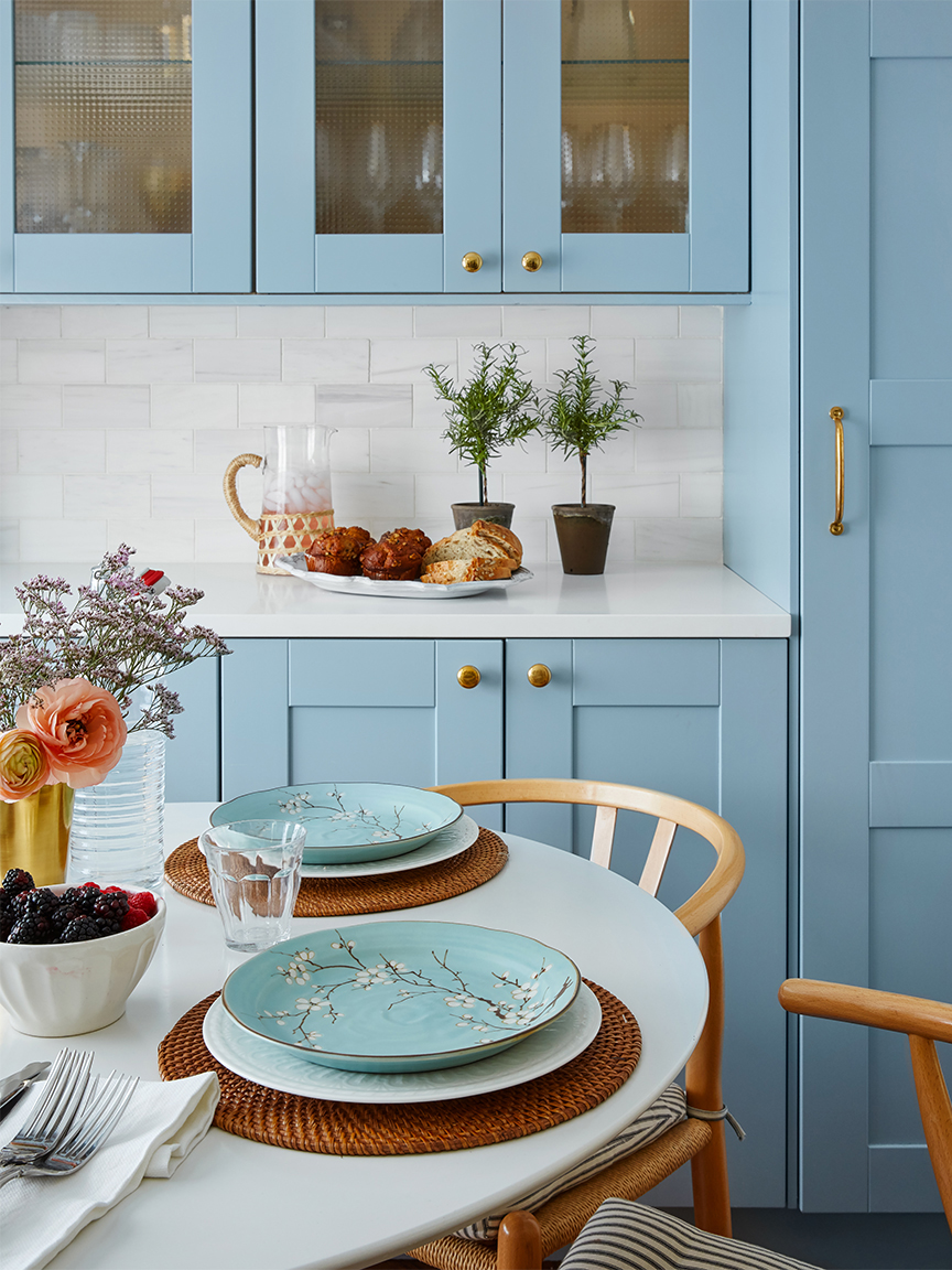 French blue kitchen cabinets