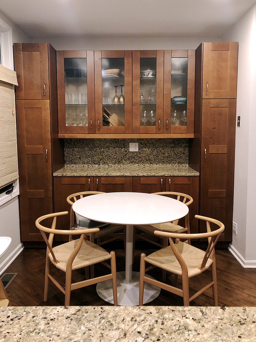 Brown kitchen with granite countertops