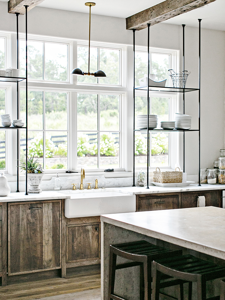 rustic kitchen cabinets with open shelves