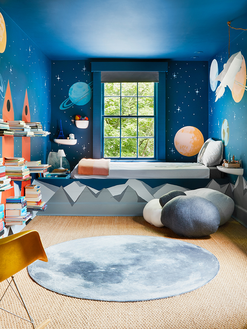 Kids room with outerspace theme