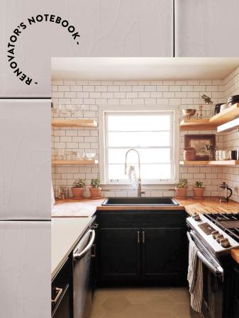 u shaped kitchen wiht butcher block