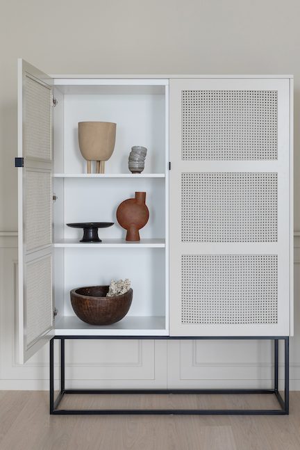 white cane cabinet