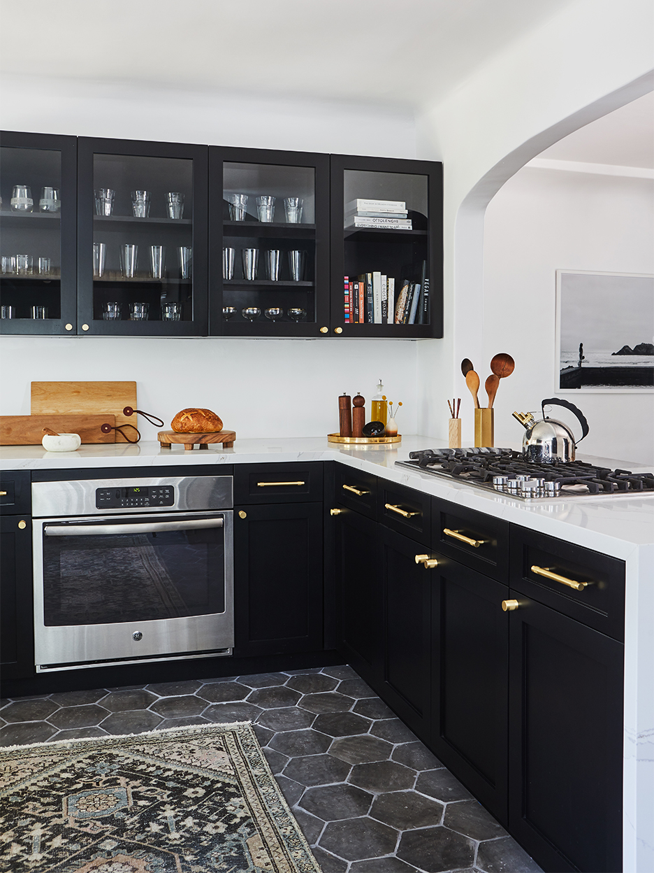 black and white kitchen