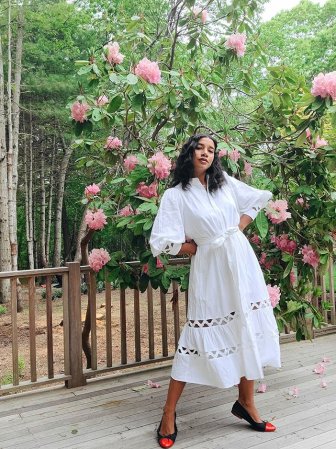 Hannah bronfman in white dress