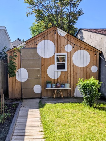 garage painted with circles